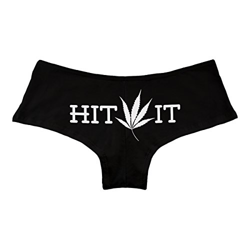 Decal Serpent Hit It Pot Leaf Marijuana Weed Funny Women's Boyshort Underwear Panties - X-Large - Black