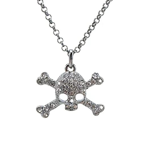 BENBIYO Skull Necklace Orb Saturn NANA Gothic Silver Rhinestone Crossbones Pendant Necklace for Women Girls