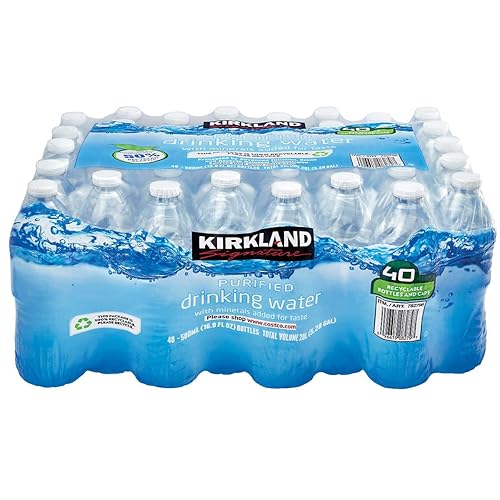 Kirkland Signature Purified Drinking Water, 16.9 Ounce, 40 Count - Unflavored - 16.9 Fl Oz (Pack of 40)