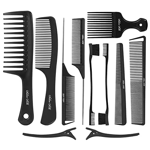SalonSilk Professional Combs Set for Natural Black Curly Hair for Ladies - 11 PCS