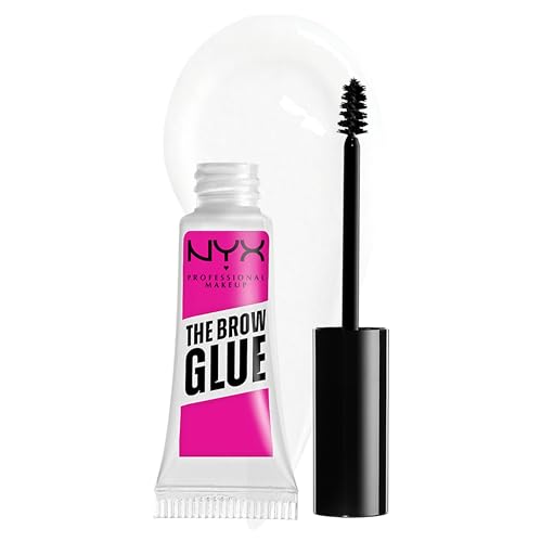 NYX PROFESSIONAL MAKEUP The Brow Glue, Extreme Hold Eyebrow Gel - Clear - 01 Clear - 0.17 Ounce (Pack of 1)