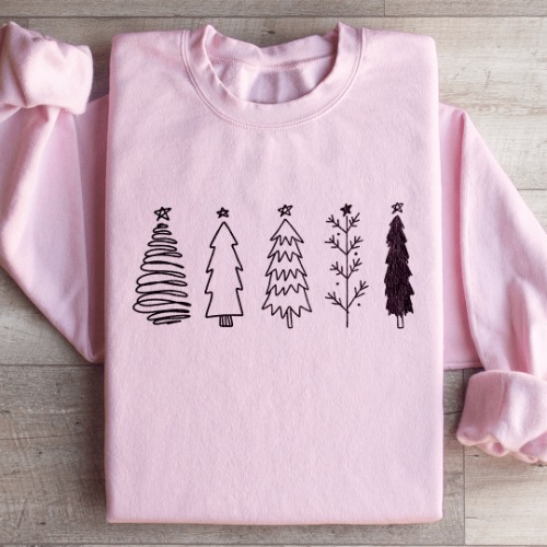 Christmas Trees Sweatshirt - Light Pink / 2XL