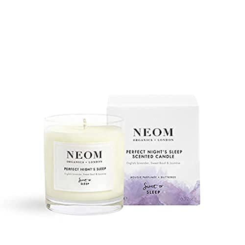 NEOM Lavender, Jasmine & Basil Candle, 1 Wick | Scent to Sleep | Essential Oil Aromatherapy Candle | 100% Natural Fragrance