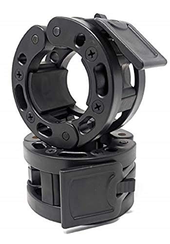 Clout Fitness Olympic Barbell Clamps Collars Quick Release Pair of Locking Weight Clips Fit 2 Inch Barbell for Weightlifting - Olympic 2" - Black