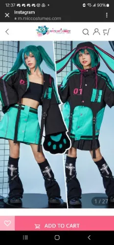 Vocal Derivative Black Green Pullover Hoodie Jacket and Detachable Skirt Set Motorcycle Suit Style Clubwear with Furry Cat Paw Bag