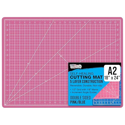 U.S. Art Supply 18" x 24" Pink/Blue Professional Self Healing 5-Ply Double Sided Durable Non-Slip Cutting Mat Great for Scrapbooking, Quilting, Sewing and all Arts & Crafts Projects - 1 - Pink/Blue