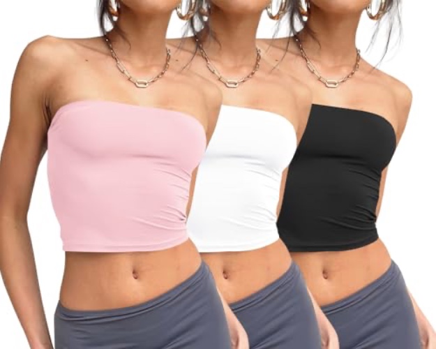 Womens 3 Pack Tube Top