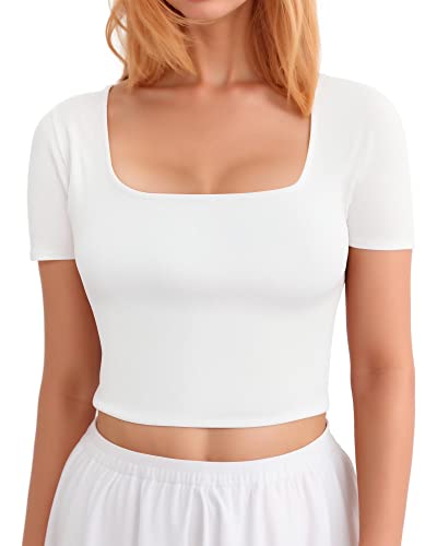 CLOZOZ White Square Neck Top