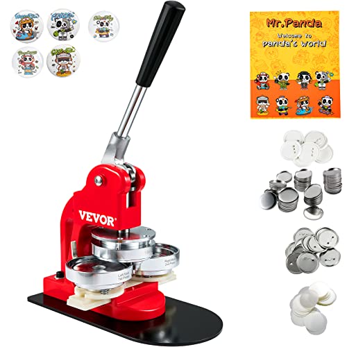VEVOR Button Maker Machine 2.25in 58mm Button Badge Maker Punch Press Machine with 500 Pcs Circle Button Parts and Circle Cutter (58MM 500P) - 58 500