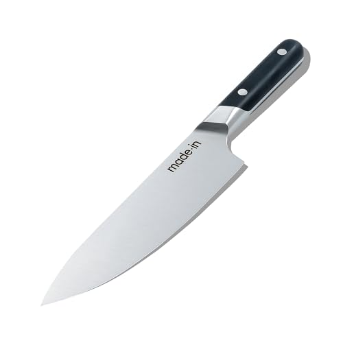Made In Cookware - 8" Chef Knife - Crafted in France - Full Tang With Truffle Black Handle - Black Handle