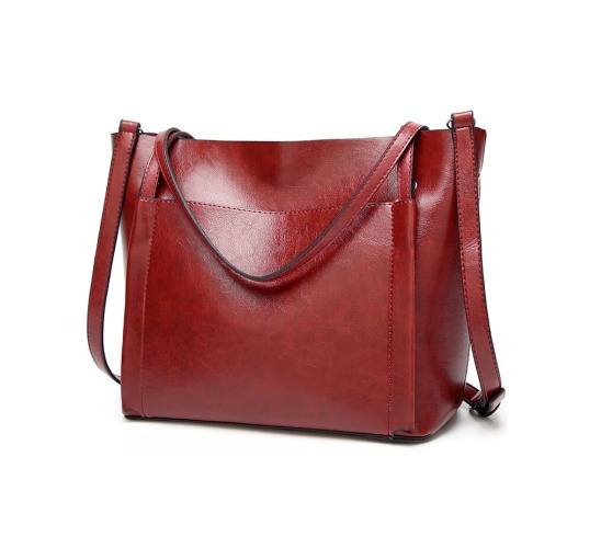 Street Style Vegan Leather Tote Bag - Red