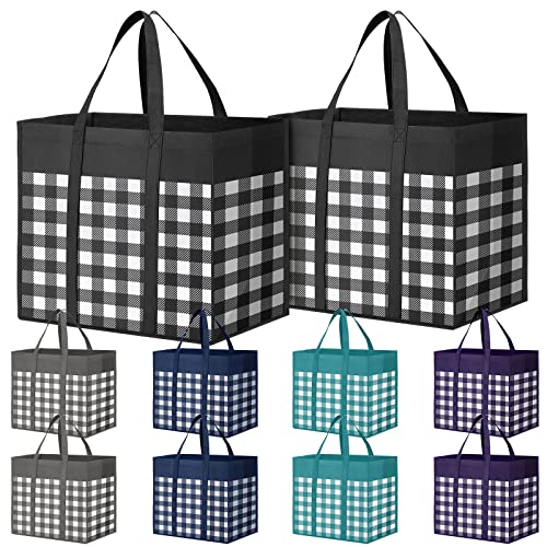 StorMiracle Large Reusable Grocery Tote Bag, Black, 15-Pack - Black,grey,blue,cyan,purple - 10