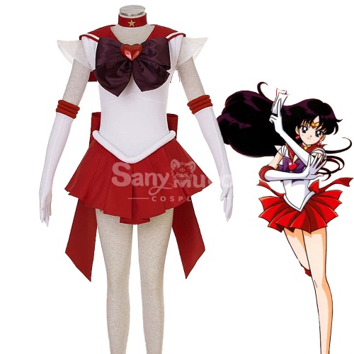 【In Stock】Anime Sailor Moon SuperS Cosplay Sailor Mars Rei Hino Battle Suit Cosplay Costume - XXXL