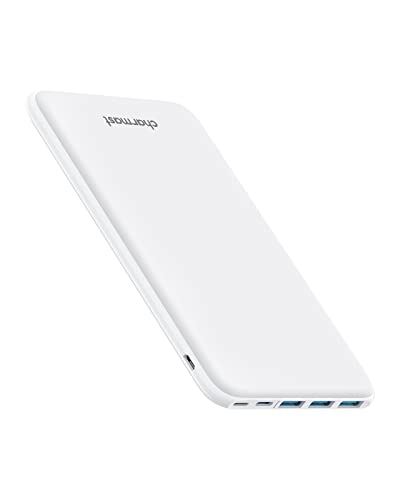 Charmast 26800mAh Powerbank USB C Externer Akku dünne Power Bank Handy Tragbares Ladegerät mit 3 Eingängen 4 Ausgängen kompatibel mit iPhone, Samsung,Huawei,Nintendo Switch,Smartphone,Tablet (Weiß) - Weiß