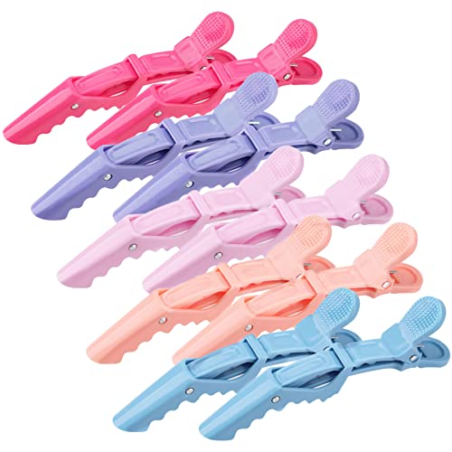 OBSCYON Plastic Non Slip Hair Clips for Women, Professional Alligator Hair Clips, Hair Styling Clips Sectioning Clips of Hair Salon (10PCS Macaroon) - Pure color