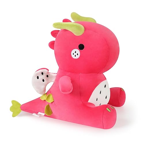 Ditucu Cute Dragon Fruit Dinosaur Stuffed Animals Plush Toys Dolls Soft Dino Pitay Plushie Birthday Gifts for Kids Girls Boys Red 16 inch - Red B - 16 inch