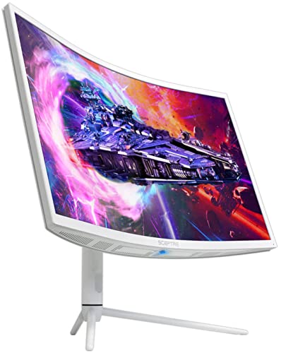 Sceptre 27" Curved Nebula White QHD 2K Monitor 2560 x 1440p up to 165Hz 1ms HDR1000 99% sRGB Ambient Light Sensor Luminous Backcover Lights Height Adjustable Build-in Speakers (C275B-QWN168W)