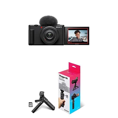 Sony ZV-1F Vlog Camera for Content Creators and Vloggers with Vlogger Accessory Kit, Small Black - Black - w/ Accessory Kit