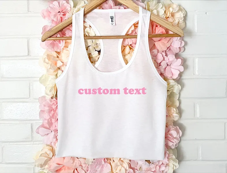 Custom Text Womens Crop Tank XS-2XL