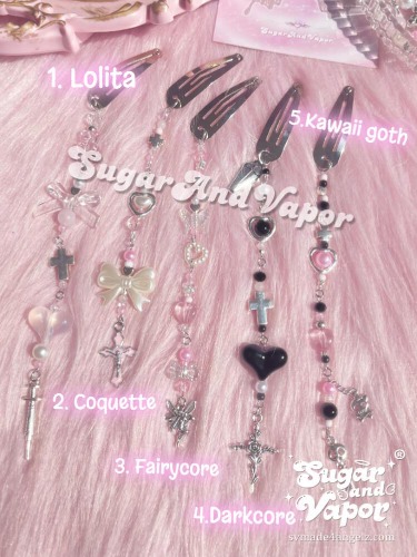 Handmade Aesthetic Beaded Hair Clips | 4.Darkcore / OS