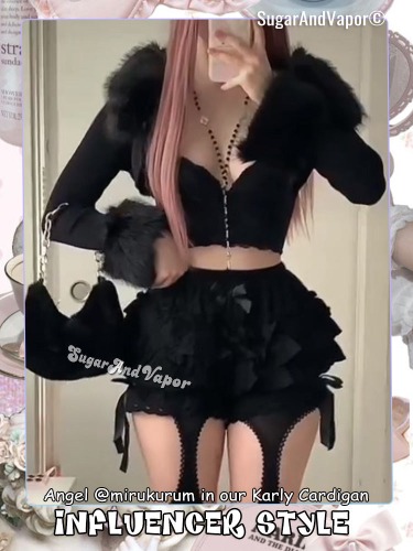 Karly Luxe Furry Crop Cardigan | Black / M