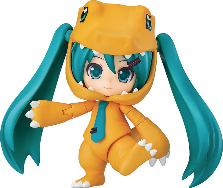 Good Smile Character Vocal Series 01: Hatsune Miku/Digimon Adventure (Kigurumi Agumon Version) Nendoroid Action Figure - 