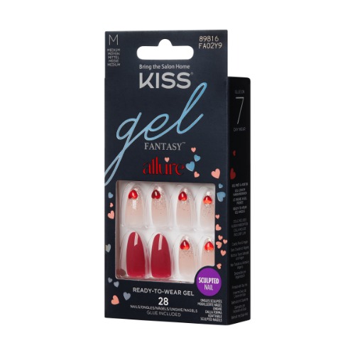 KISS Gel Fantasy, Press-On Nails, We Mist, Red, Med Almond, 28ct | Default Title