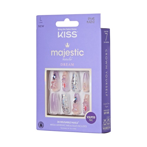 KISS Majestic Nails, Press-On Nails, Elevate Urself, Purple, Long Coffin, 30ct | Default Title