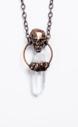 Calvaria Clear Quartz Skull Necklace | Default Title