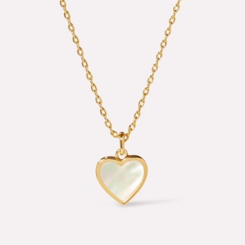 Gold Heart Necklace  - Laure Mother of Pearl