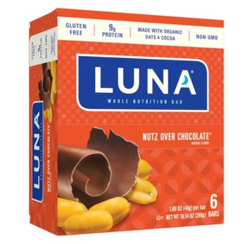 LUNA Nutz Over Chocolate Nutrition Bars - 6ct
