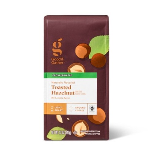 Hazelnut Decaf Bagged Light Roast Ground Coffee - 12oz - Good & Gather™