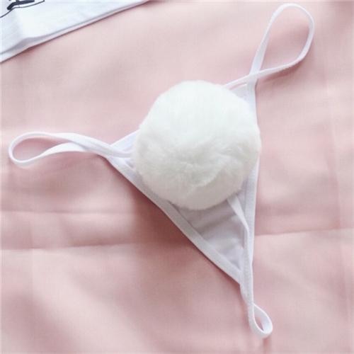 Tail Thongs - White Bunny