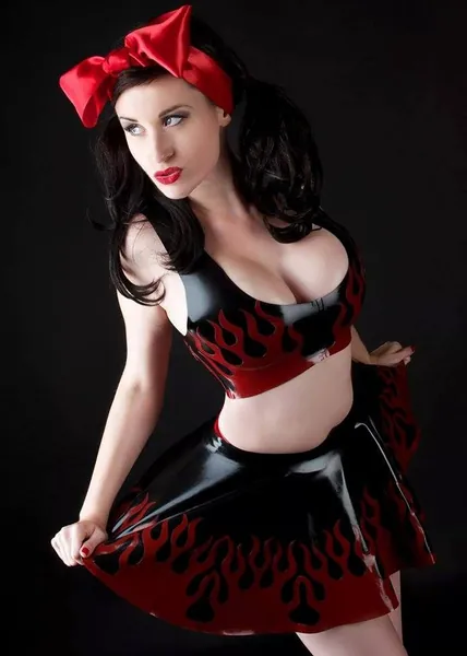 Latex Flames Crop Top and Skirt