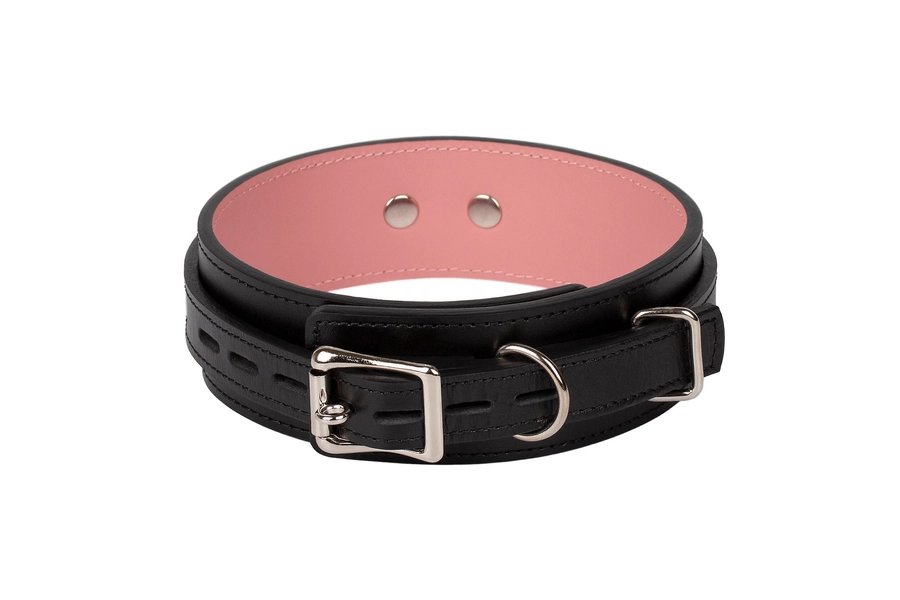 Handmade Black-Pink leather custom locking choker choker