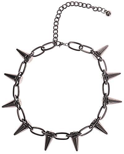 Reaowazo Spike Chokers for Women Girls Choker Goth Necklaces Mens Chain Choker Collar Punk Streetwear Handmade Adjustable Vintage Rivet Jewelry - Black