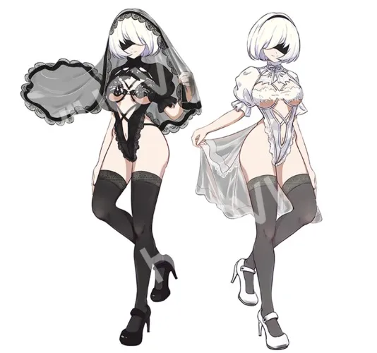 NieR Automata Cosplay Set: Sexy, Flexible Bodysuit, Lace & Tulle, Adjustable Breast Design, and Dramatic Veil