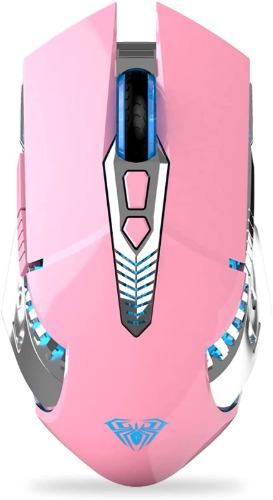Pink Wireless Mouse, Rechargeable Bluetooth Gaming Mouse Multi Device (3-Mode:BT 5.0/3.0+2.4Ghz) with Side Buttons, RGB LED Backlit, USB Cordless Computer Mice for Laptop/PC/MacBook Pro/iPad (Pink) - SC200-Pink