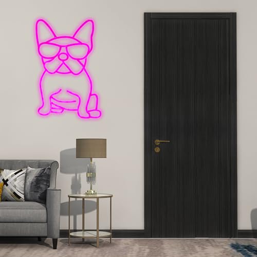 LED Dog Neon Sign USB Powered, Dog Night Light Wall Decor for Bedroom, Living Room, Pet Shop, Dog Birthday Party Gift for Dog Lovers (French Bulldog-P) - French Bulldog-P