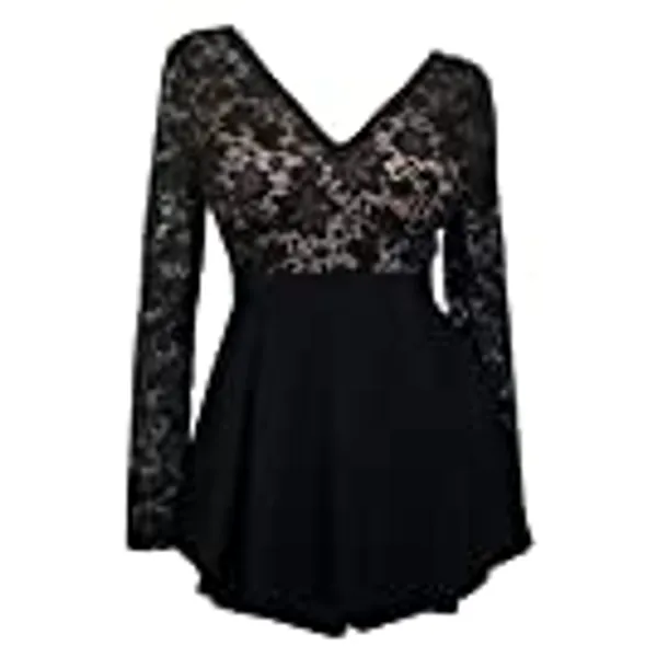 eVogues Plus Size Lace Overlay Romper Dress