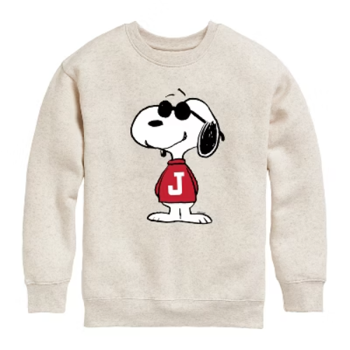 Peanuts Joe Cool Pose Graphic Long Sleeve Fleece Sweatshirt - Natural - 4T