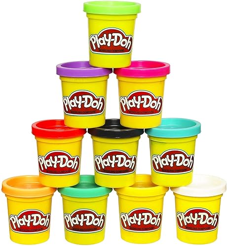 Play-Doh Bulk 10-Pack Case of Assorted Colors, Christmas Stocking Stuffers, Party Favors for Girls & Boys, Kids Arts & Crafts, Preschool Toys, Ages 2+ (Amazon Exclusive) - Multicolor - 10 Count(Pack of 1)