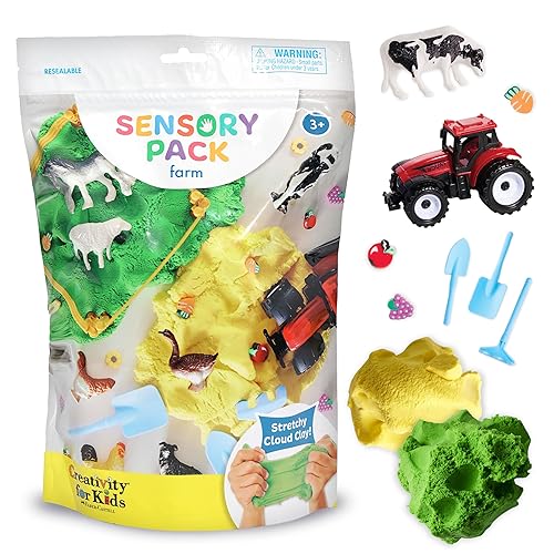 Creativity for Kids Sensory Pack: Farm, Sensory Toys for Toddlers 3-4+, Pretend Play Farm Animals Toys for Kids, Toddler Travel Toys and Activities - Farm