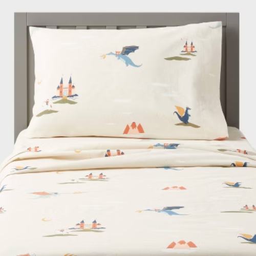 Toddler Dragon Cotton Kids' Sheet Set - Pillowfort™: OEKO-TEX Certified, 3-Piece Bedding, Standard Crib/Toddler