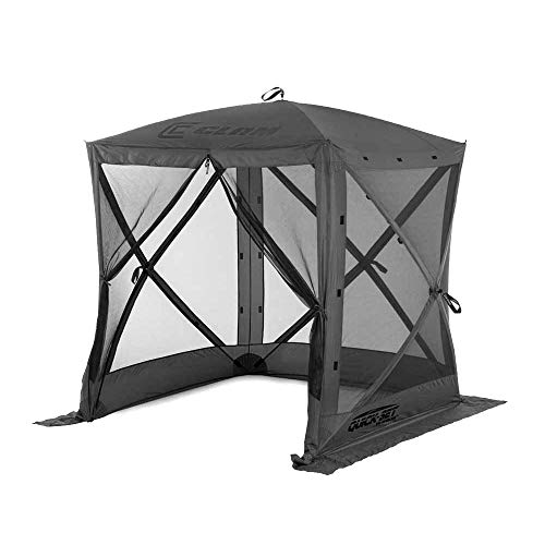 CLAM Quick-Set 6 x 6 Foot Traveler Portable Pop Up Outdoor Camping Gazebo 4 Sided Canopy Shelter with Ground Stakes and Carrying Bag, Gray - 6' x 6' - Gray