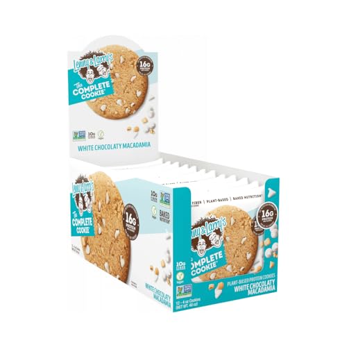 Lenny & Larry's The Complete Cookie, White Chocolaty Macadamia, Soft Baked, 16g Plant Protein, Vegan, Non-GMO, 4 Ounce Cookie (Pack of 12) - White Chocolaty Macadamia