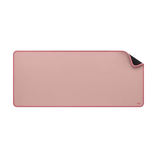 Logitech Desk Mat - Studio Series, Multifunctional Large Desk Pad, Extended Mouse Mat, Office Desk Protector with Anti-Slip Base, Spill-Resistant Durable Design - Pink - Dark Rose - Desk Mat