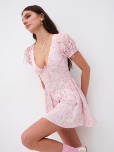 Paulina Puff Sleeve Mini Dress | M / Light Pink