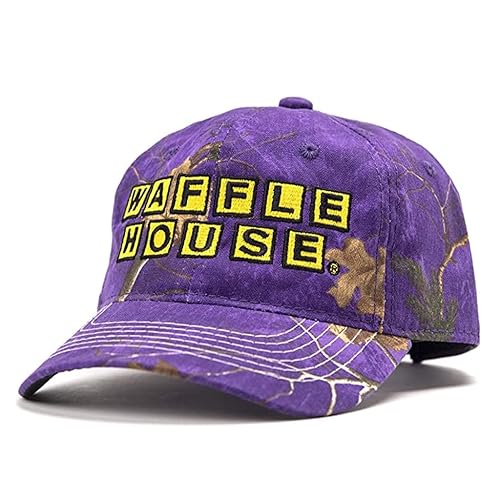 Realtree Color Camo Waffle House Embroidery Logo Hat | Adjustable Velcro Backing Cap | Limited Edition for Men and Women - One Size - Purple