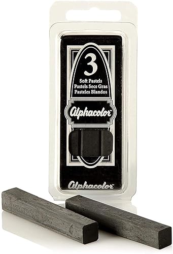 Derwent Alphacolor Soft Pastels, Charcoal, 3 Pastels per Pack (105C) - 3 Count (Pack of 1)